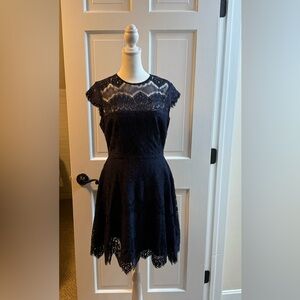 BB Dakota Elegant Dark Blue Lined Lace Dress-4